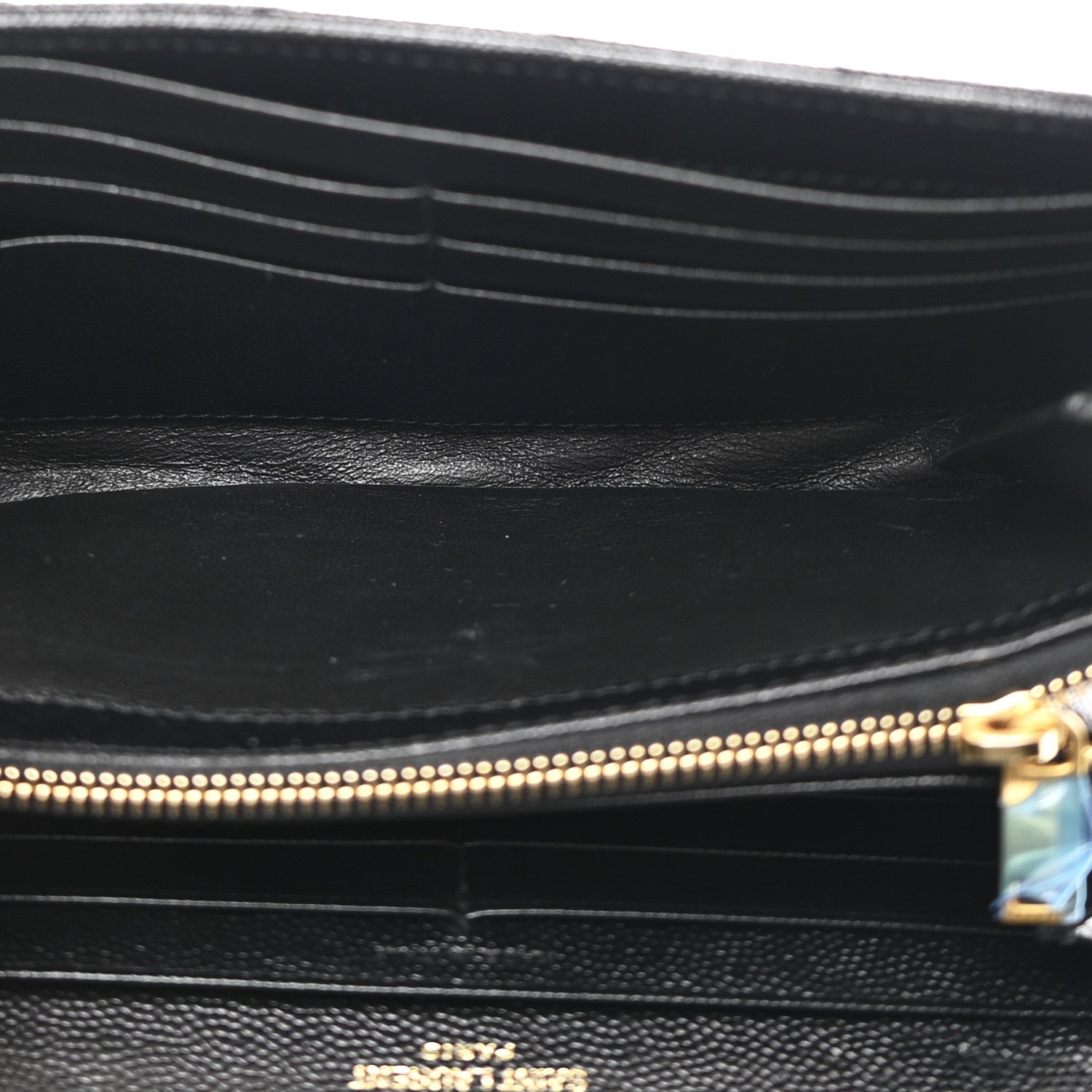 Saint Laurent Grain De Poudre Matelasse Chevron Monogram Flap Wallet Black 6 of 10