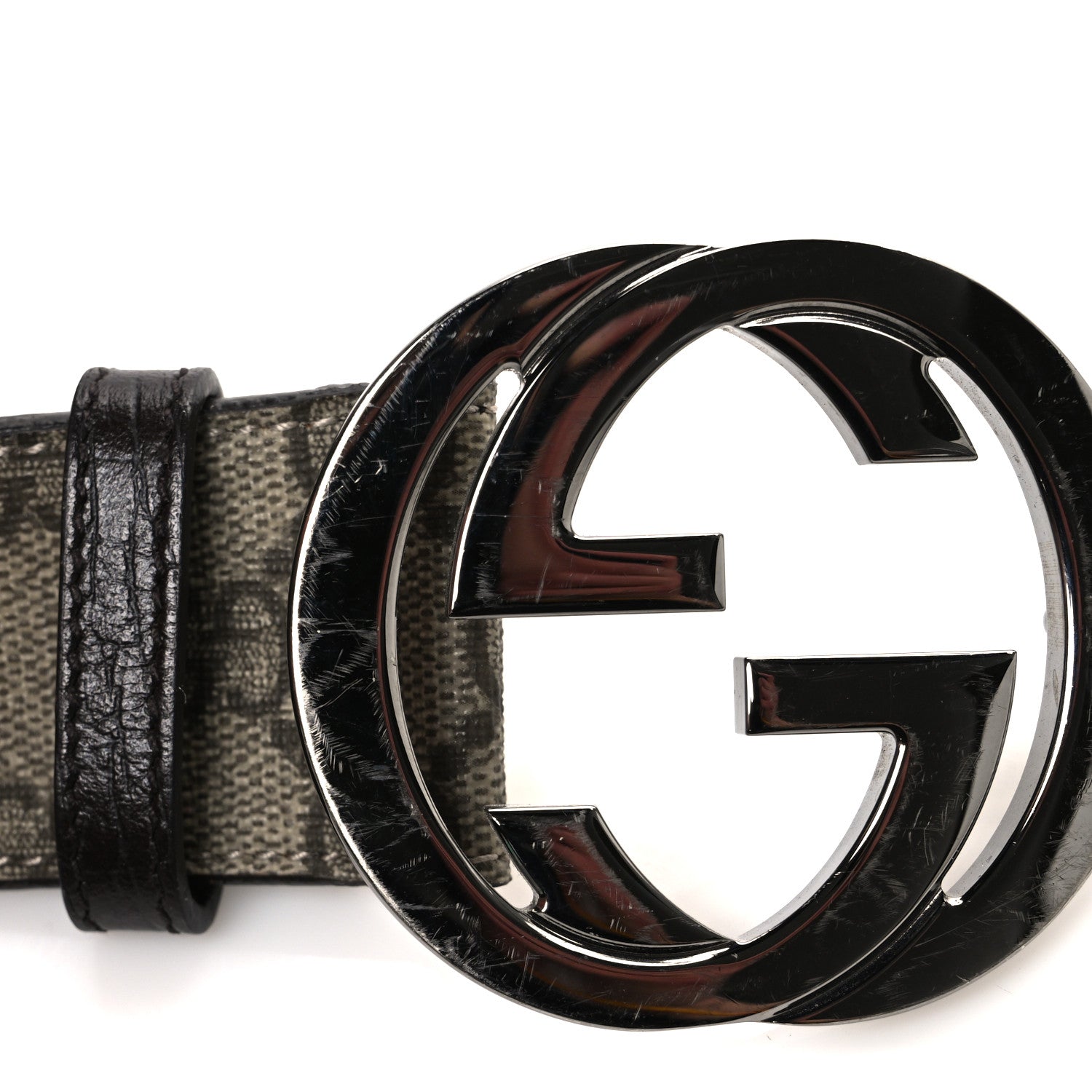 Gucci GG Supreme Monogram Calfskin Double G 80 32 Belt Beige Ebony New Acero 6 of 6