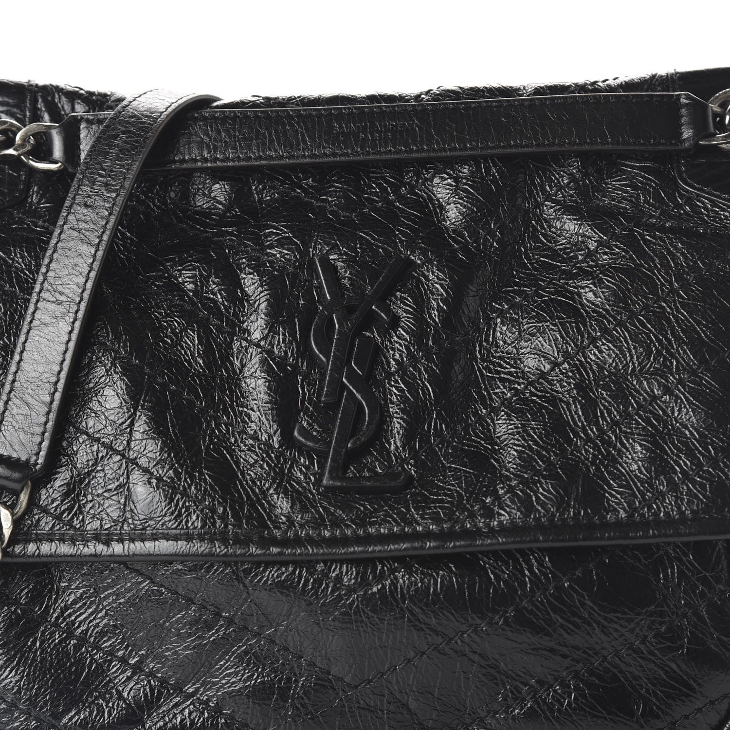 Saint Laurent Crinkled Calfskin Matelasse Monogram Medium Niki Chain Satchel Black 9 of 9