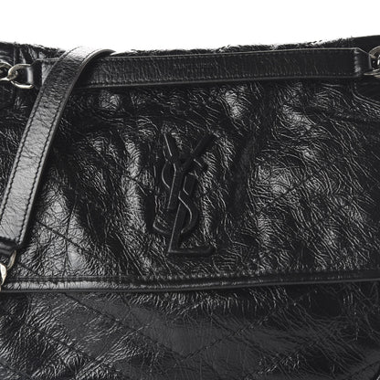 Saint Laurent Crinkled Calfskin Matelasse Monogram Medium Niki Chain Satchel Black 9 of 9
