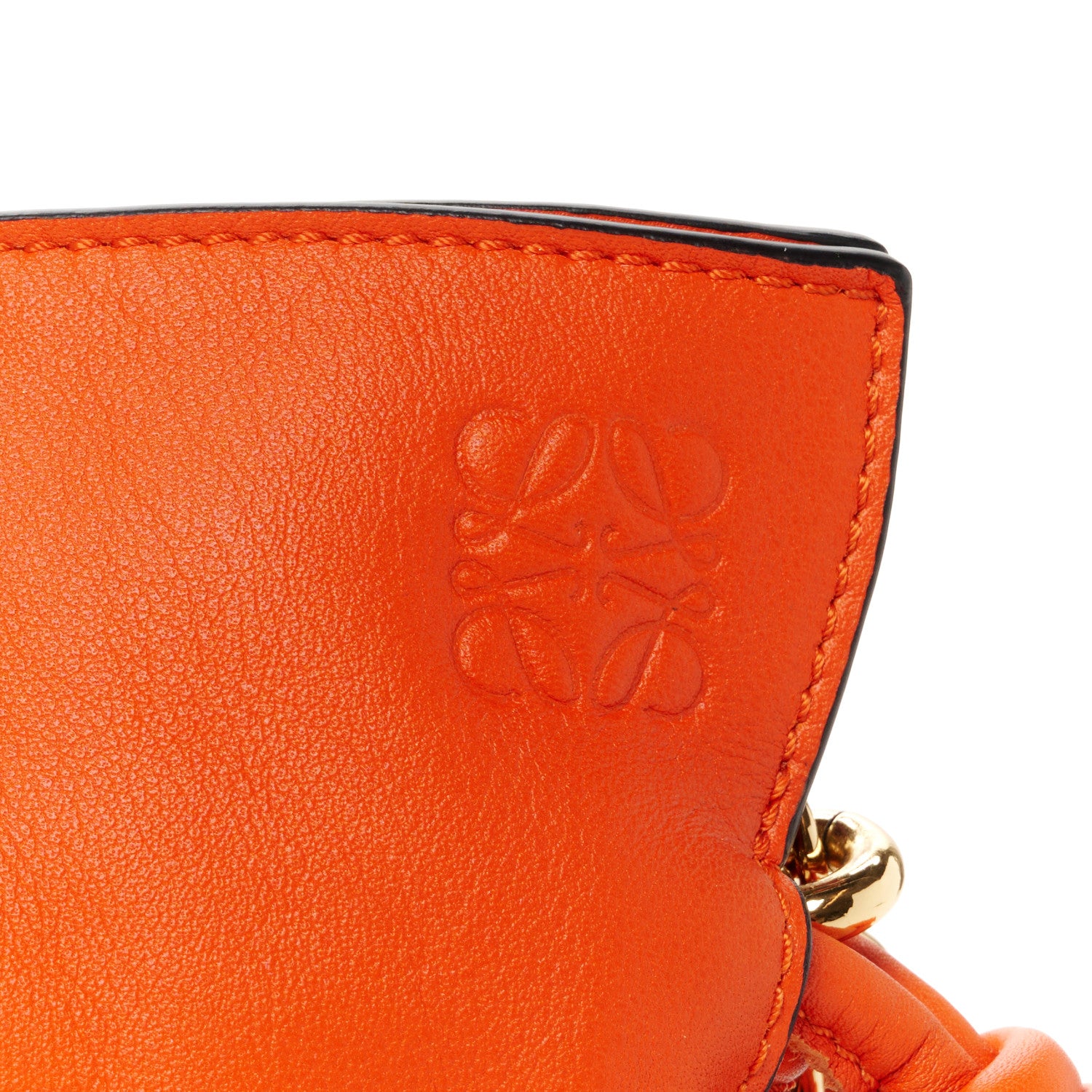 Loewe Nappa Calfskin Mini Flamenco Knot Clutch With Chain Orange 8 of 11