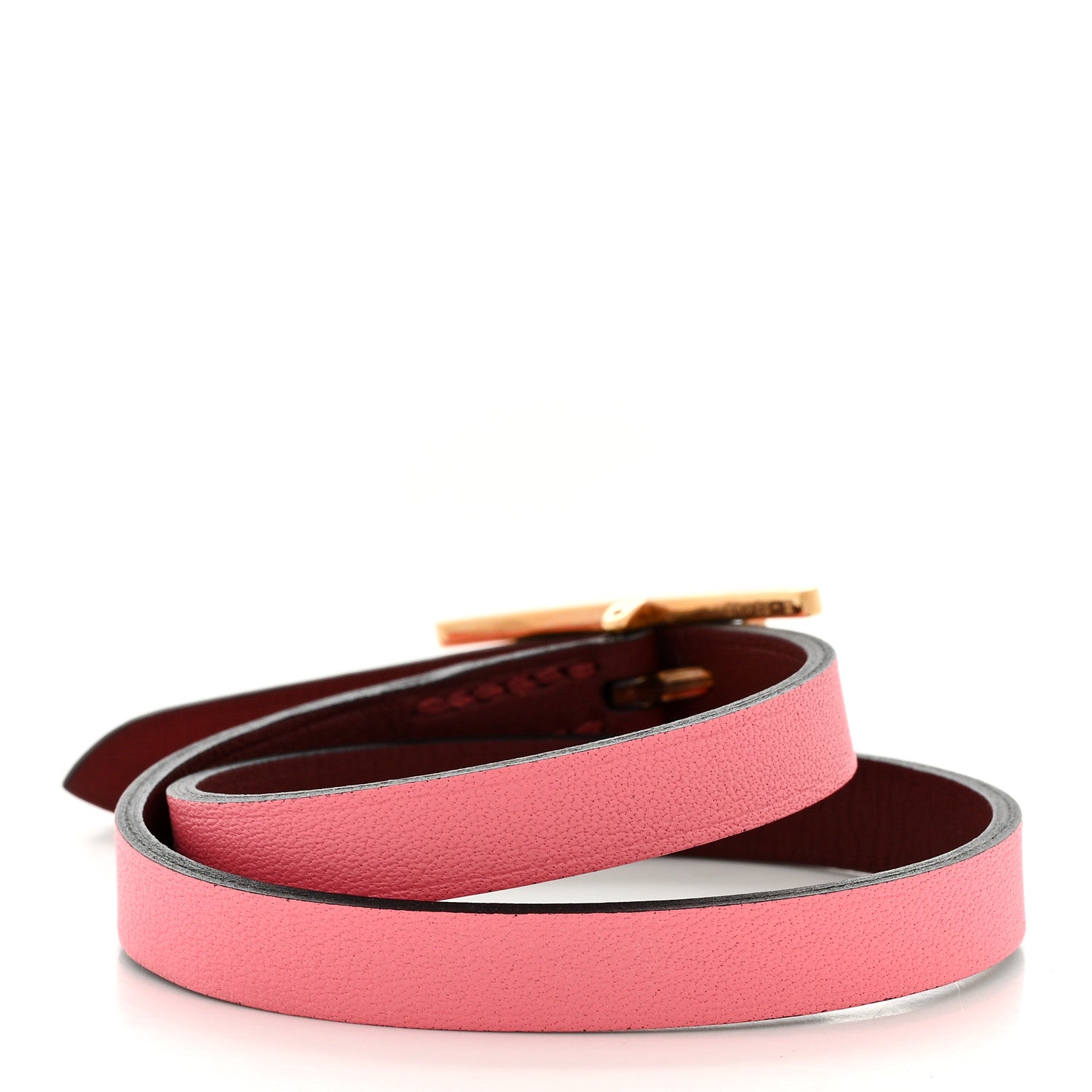 Hermes Swift Chamonix Behapi Double Tour Reversible Bracelet T2 Rose Azalee Gold 3 of 6