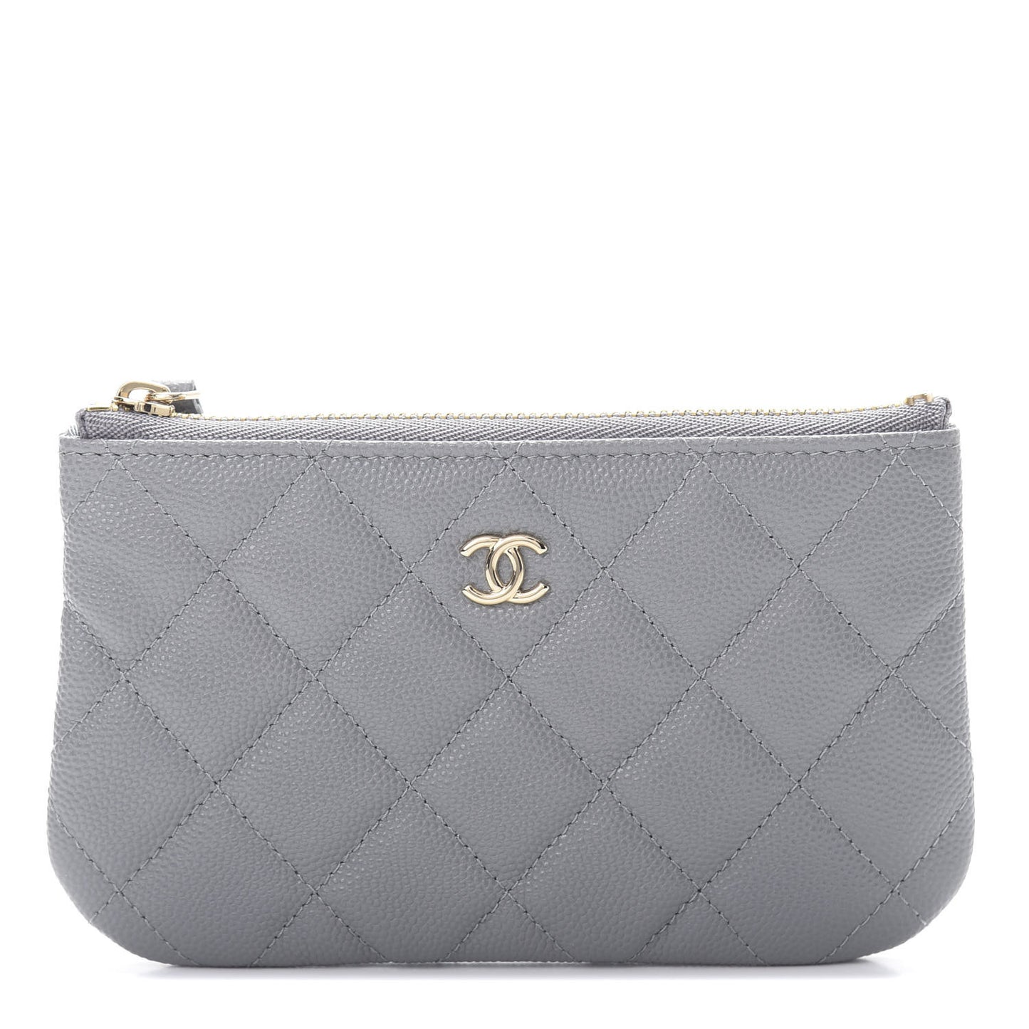 Caviar Quilted Small Cosmetic Case Grey