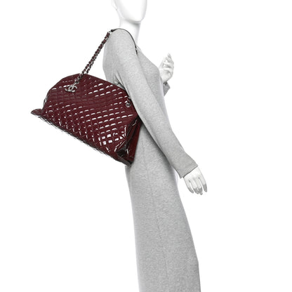 Chanel Patent Quilted Maxi Just Mademoiselle Bowling Bag Burgundy 2 of 10