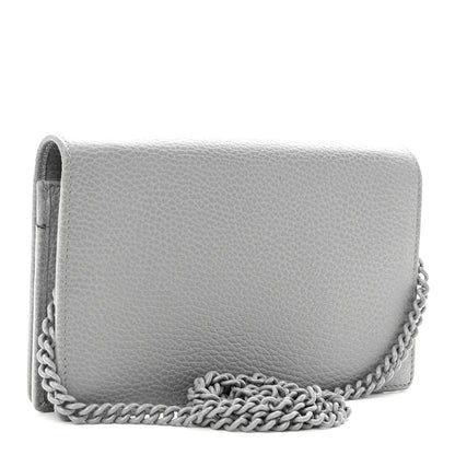Gucci Dollar Calfskin Enamel Monochrome Mini GG Marmont Chain Wallet Deep Grey 3 of 9
