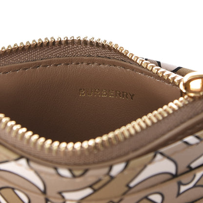 Burberry Calfskin Monogram Panola Zip Card Holder Beige 6 of 7