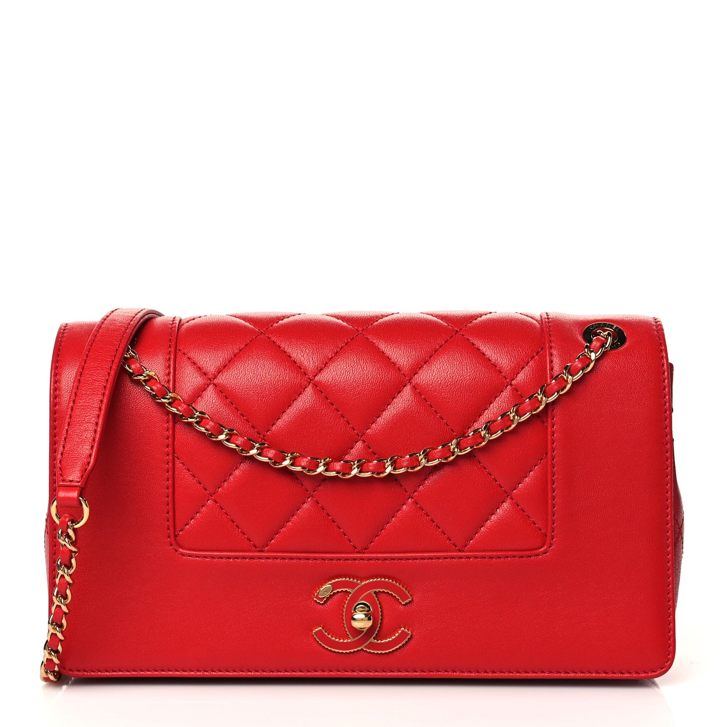 Sheepskin Quilted Medium Vintage Mademoiselle Flap Red