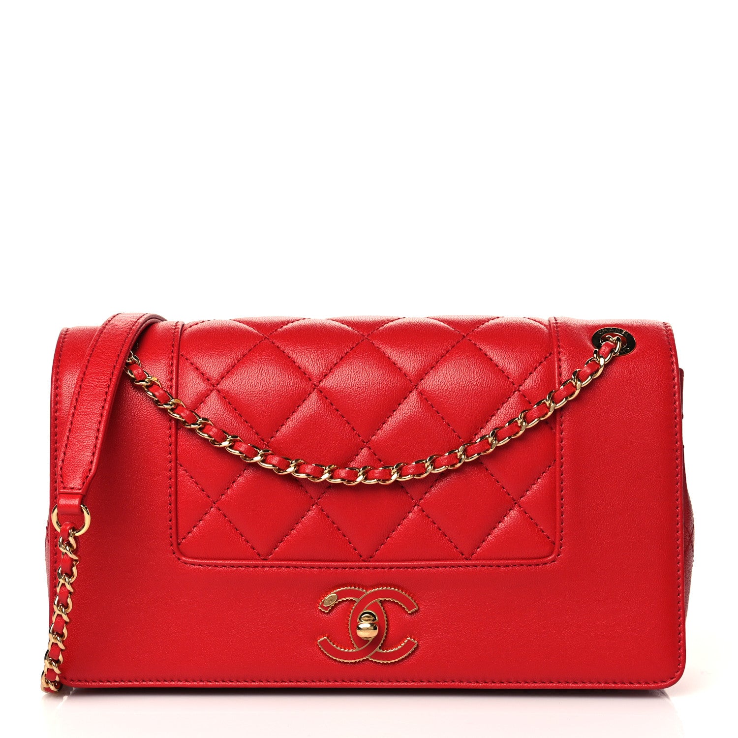 Chanel Sheepskin Quilted Medium Vintage Mademoiselle Flap Red 1 of 11