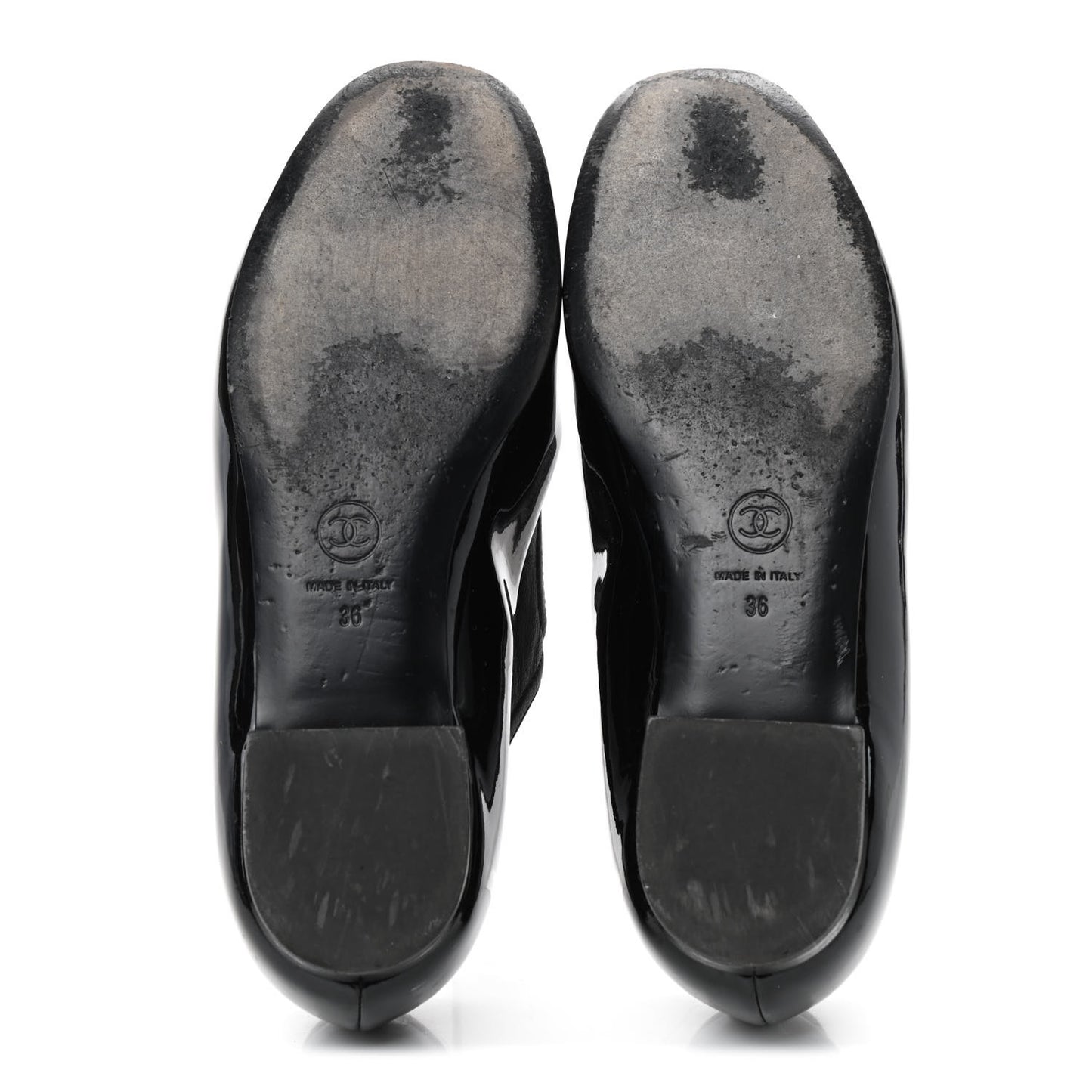 Patent Calfskin Mary Jane Ballerina Flats 36 Black