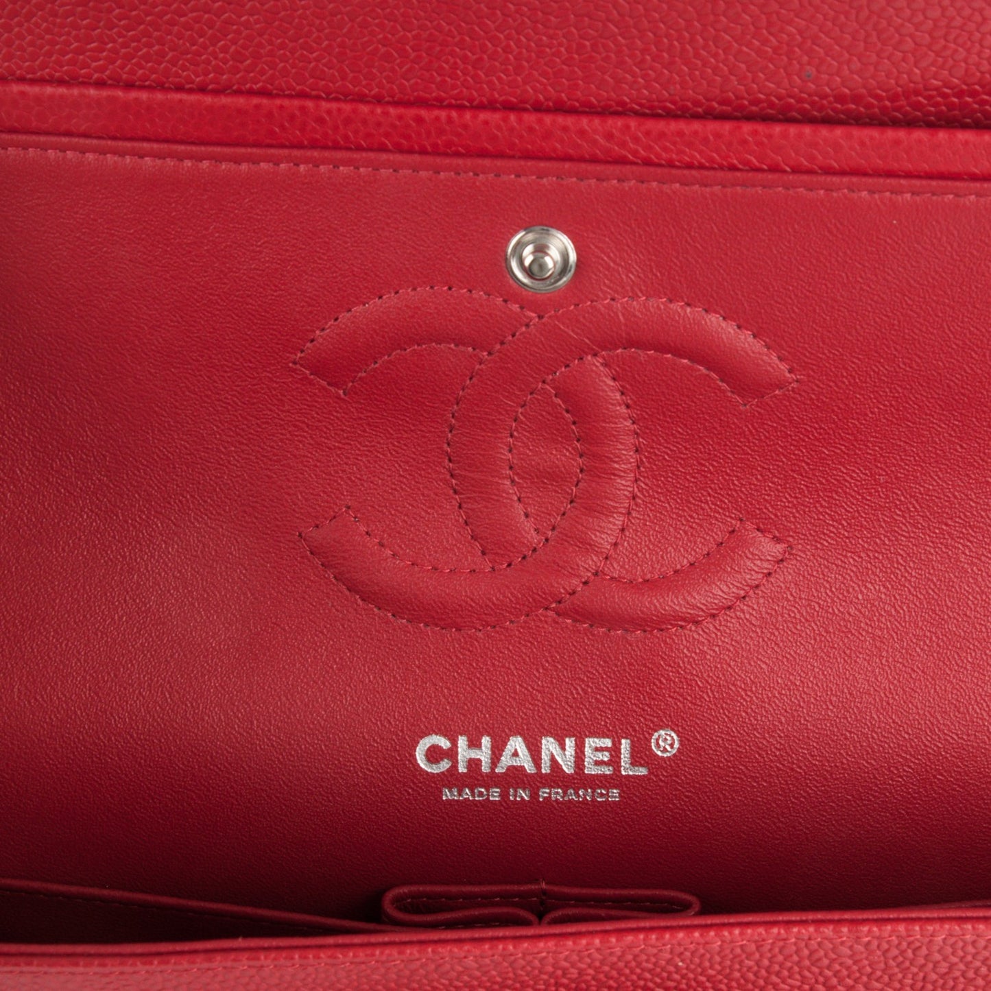 Caviar Quilted Medium Double Flap Red