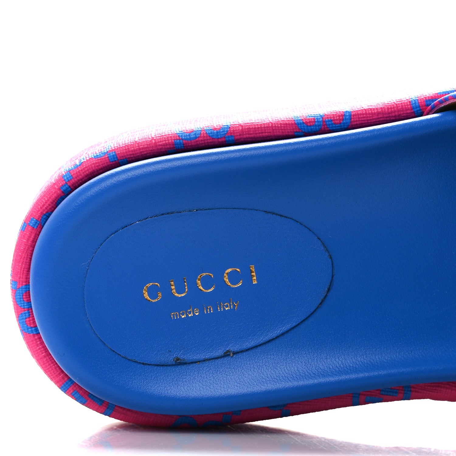 Gucci GG Supreme Joy Monogram Angelina Platform Slide Sandals 37.5 Fuxia Blue 9 of 11