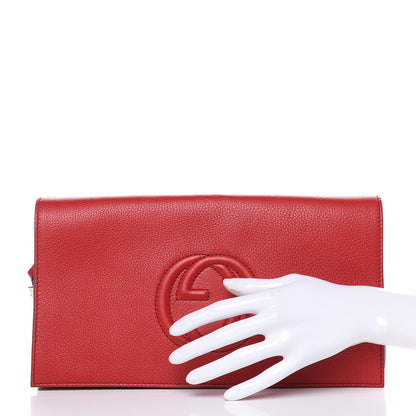 Gucci Pebbled Calfskin Medium Soho Clutch Red 2 of 8