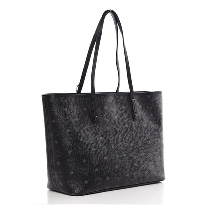 MCM Visetos Medium Anya Zip Top Shopper Tote Black 4 of 9