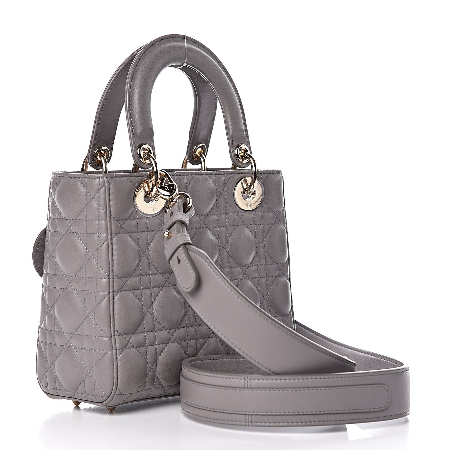 Lambskin Cannage Small Lucky Badges My Lady Dior Grey