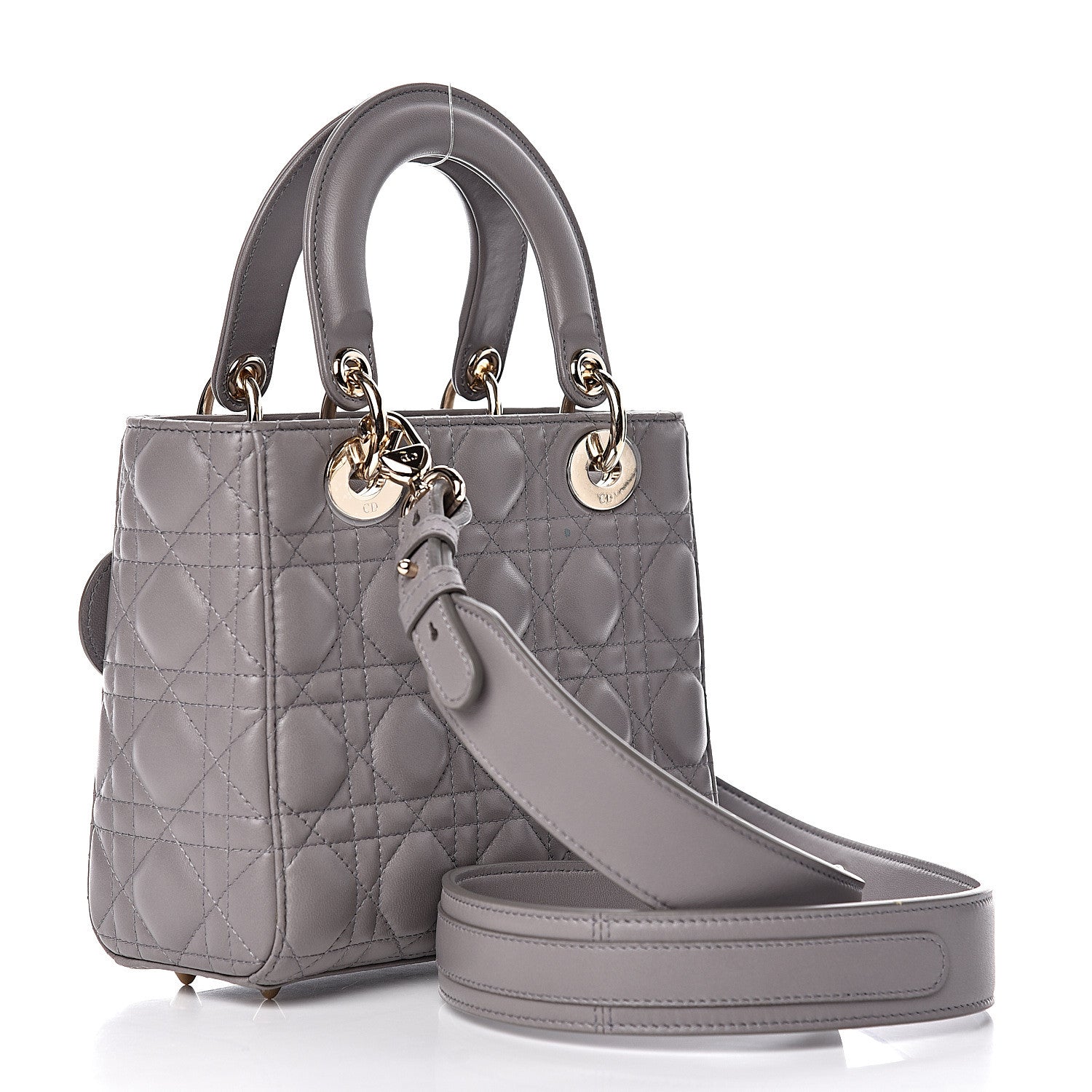 Christian Dior Lambskin Cannage Small Lucky Badges My Lady Dior Grey 3 of 11