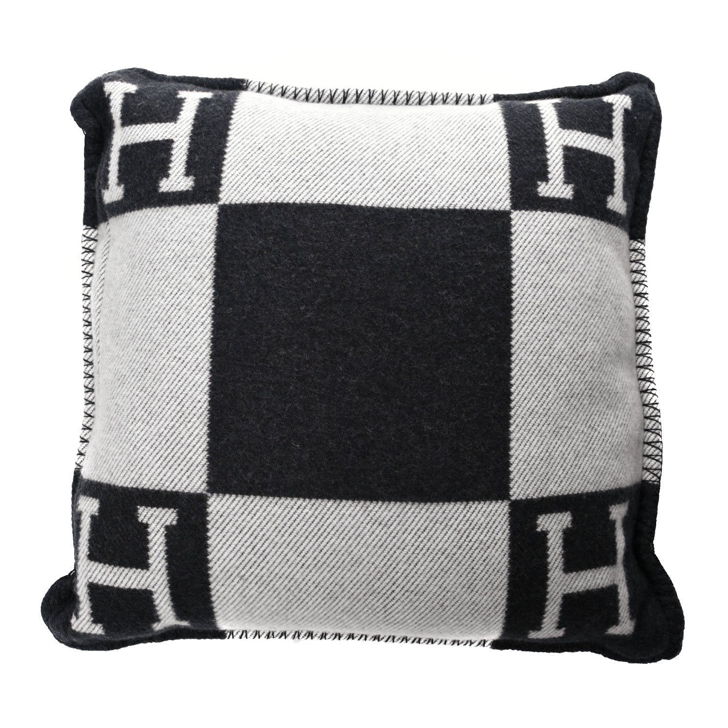 Hermes Wool Cashmere Avalon Pillow PM Ecru Gris Fonce 2 of 3