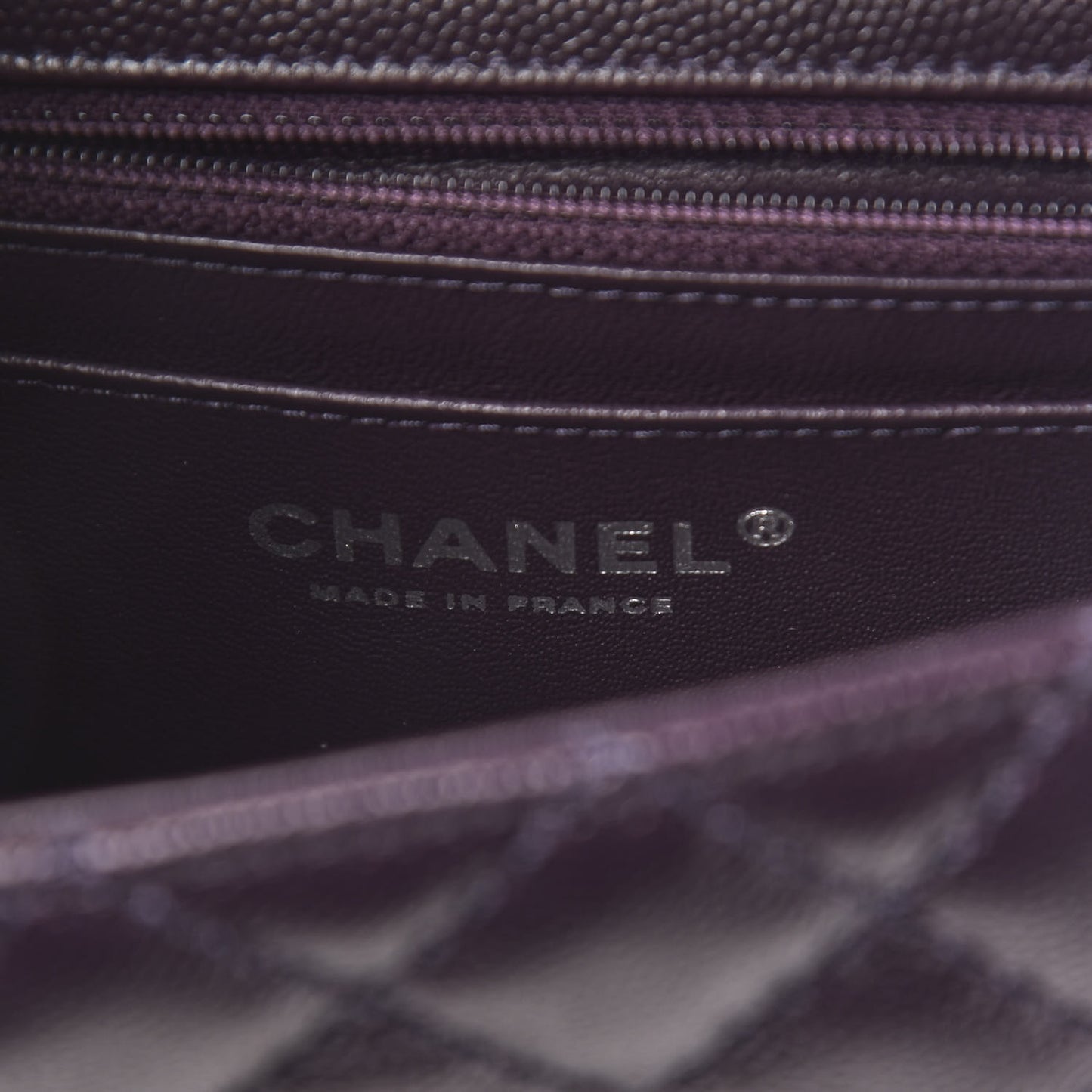Washed Caviar Quilted Mini Rectangular Flap Dark Purple
