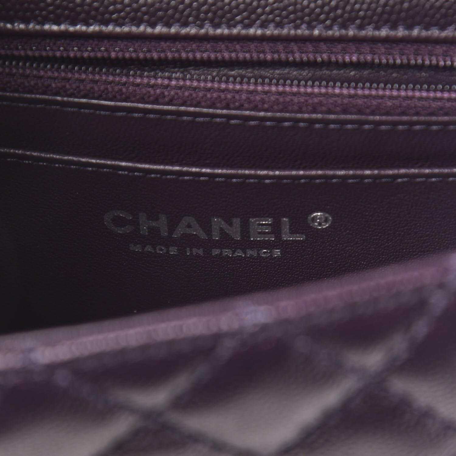 Chanel Washed Caviar Quilted Mini Rectangular Flap Dark Purple 6 of 11