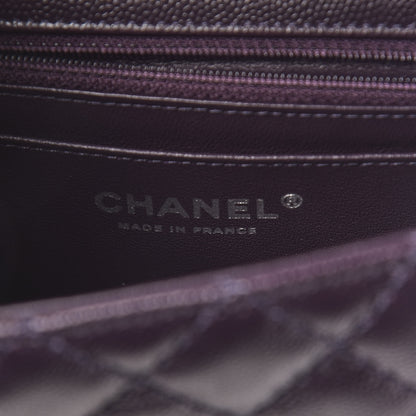 Chanel Washed Caviar Quilted Mini Rectangular Flap Dark Purple 6 of 11