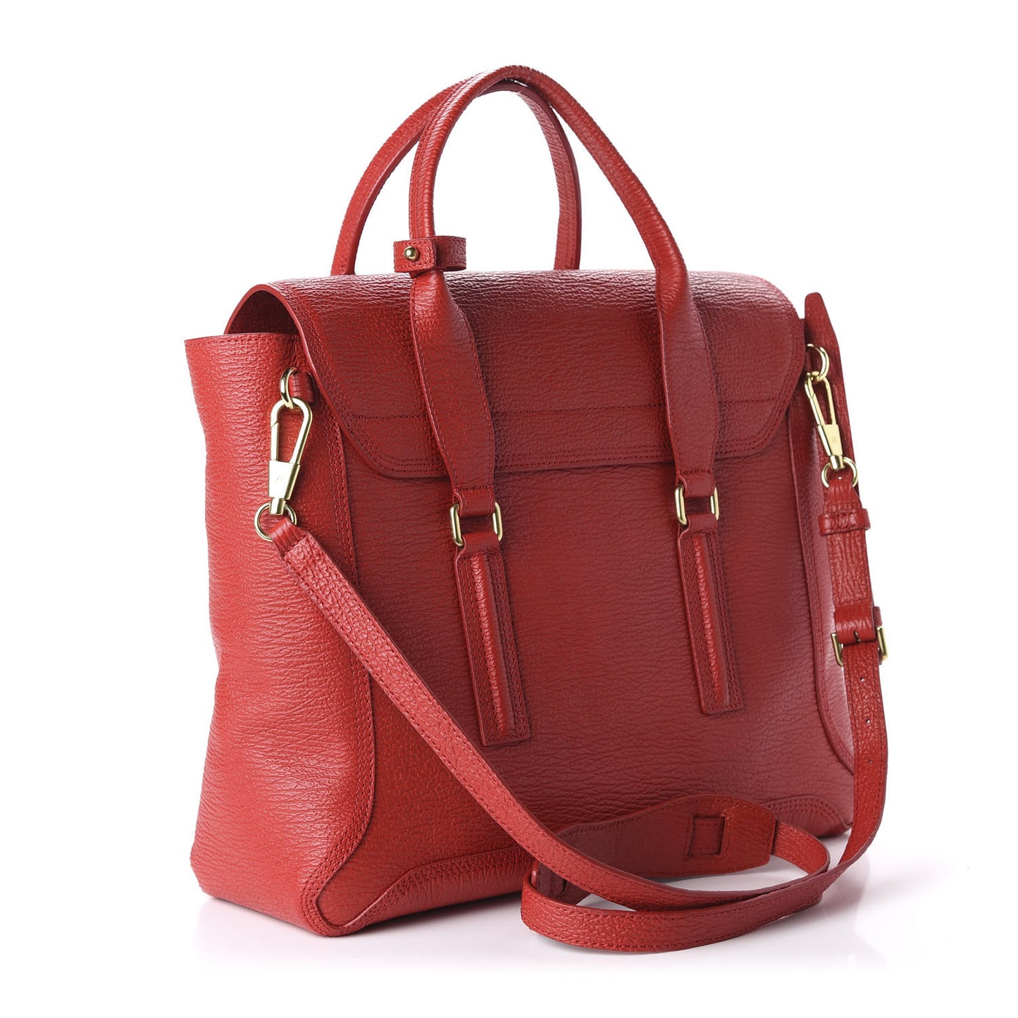3.1 Textured Calfskin Large Pashli Satchel Red