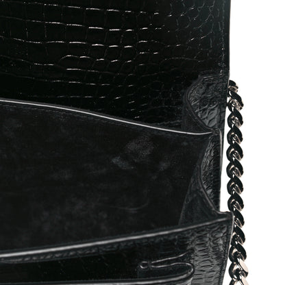 Saint Laurent Calfskin Crocodile Embossed Medium Monogram Sunset Black 10 of 10