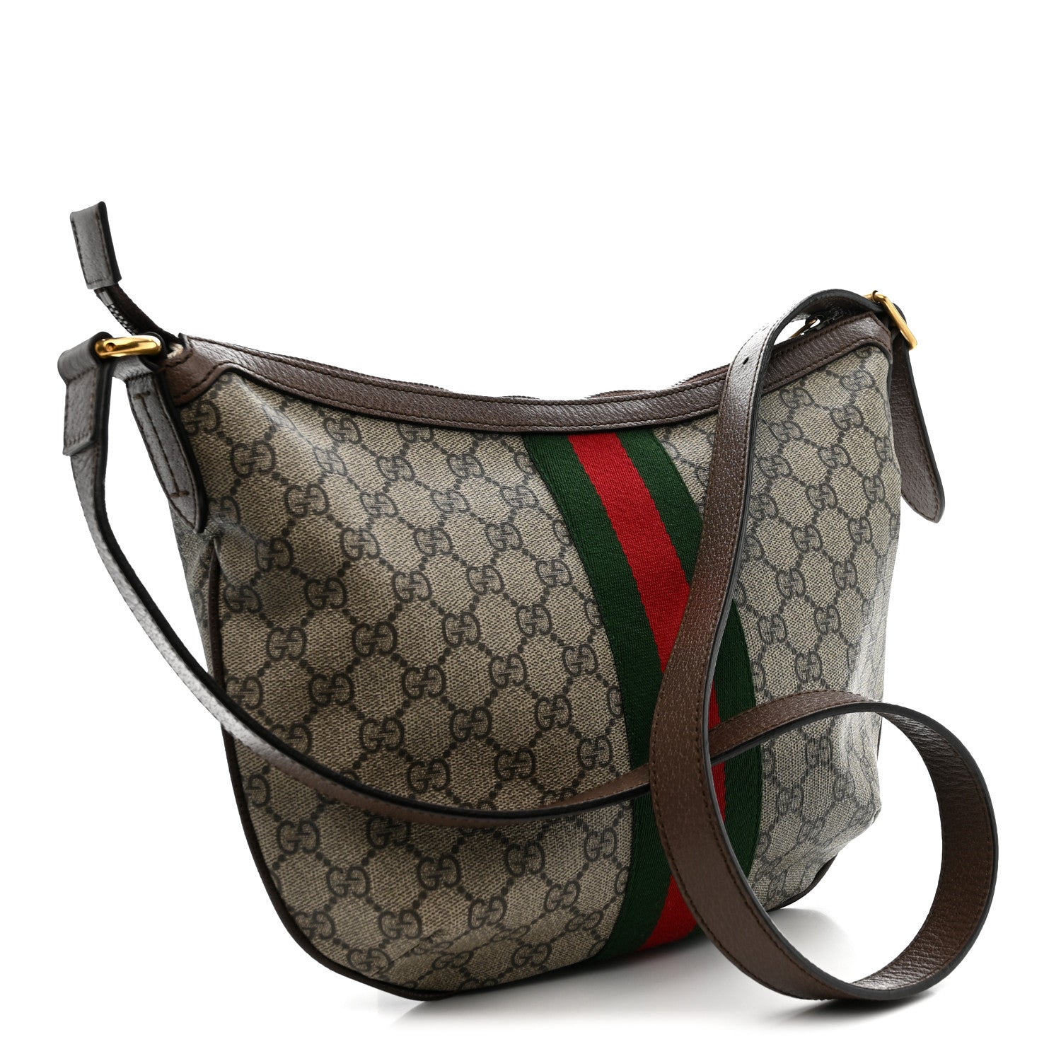 Gucci GG Supreme Monogram Web Small Ophidia Half Moon Hobo Brown 3 of 11