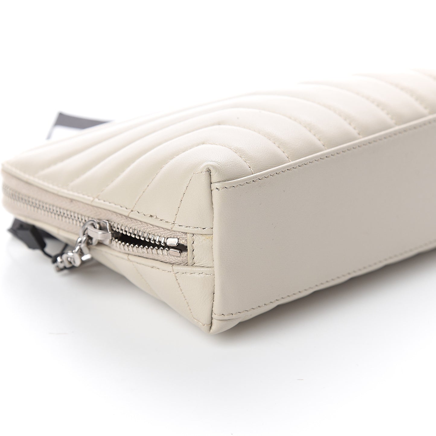 Lambskin Y Quilted Monogram Loulou Cosmetic Case Ivory