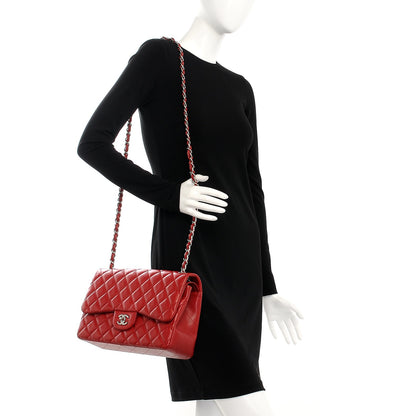 Chanel Caviar Quilted Jumbo Double Flap Red 2 of 9