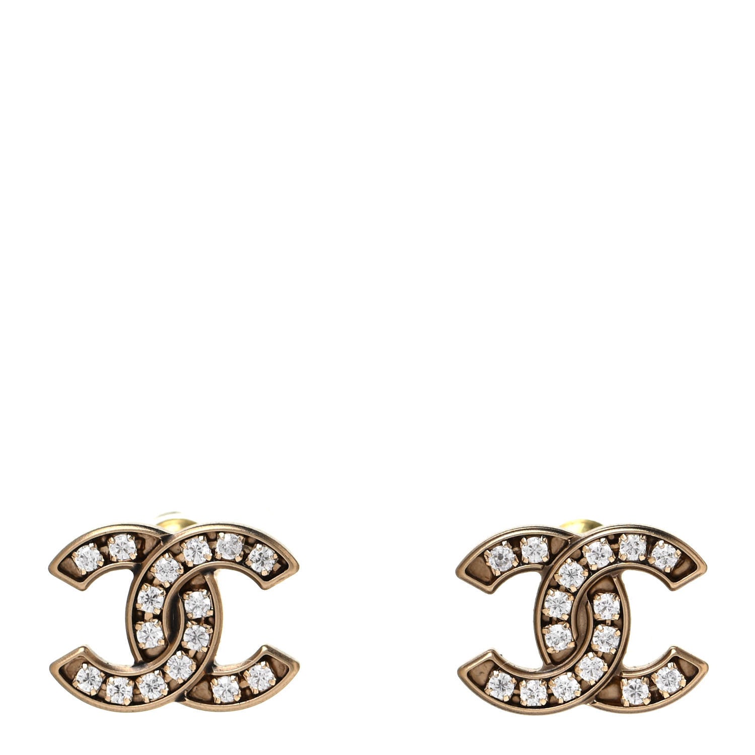Chanel Crystal CC Earrings Gold 1 of 4