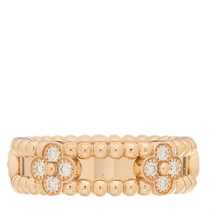 Van Cleef & Arpels 18K Rose Gold Diamond Sweet Perlee Clovers Ring 51 5.75 3 of 5