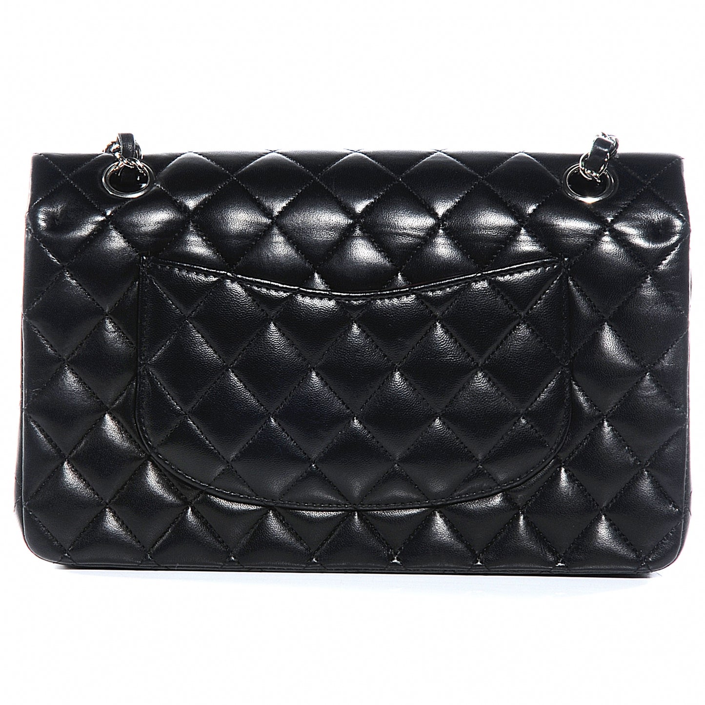 Lambskin Medium Double Flap Black