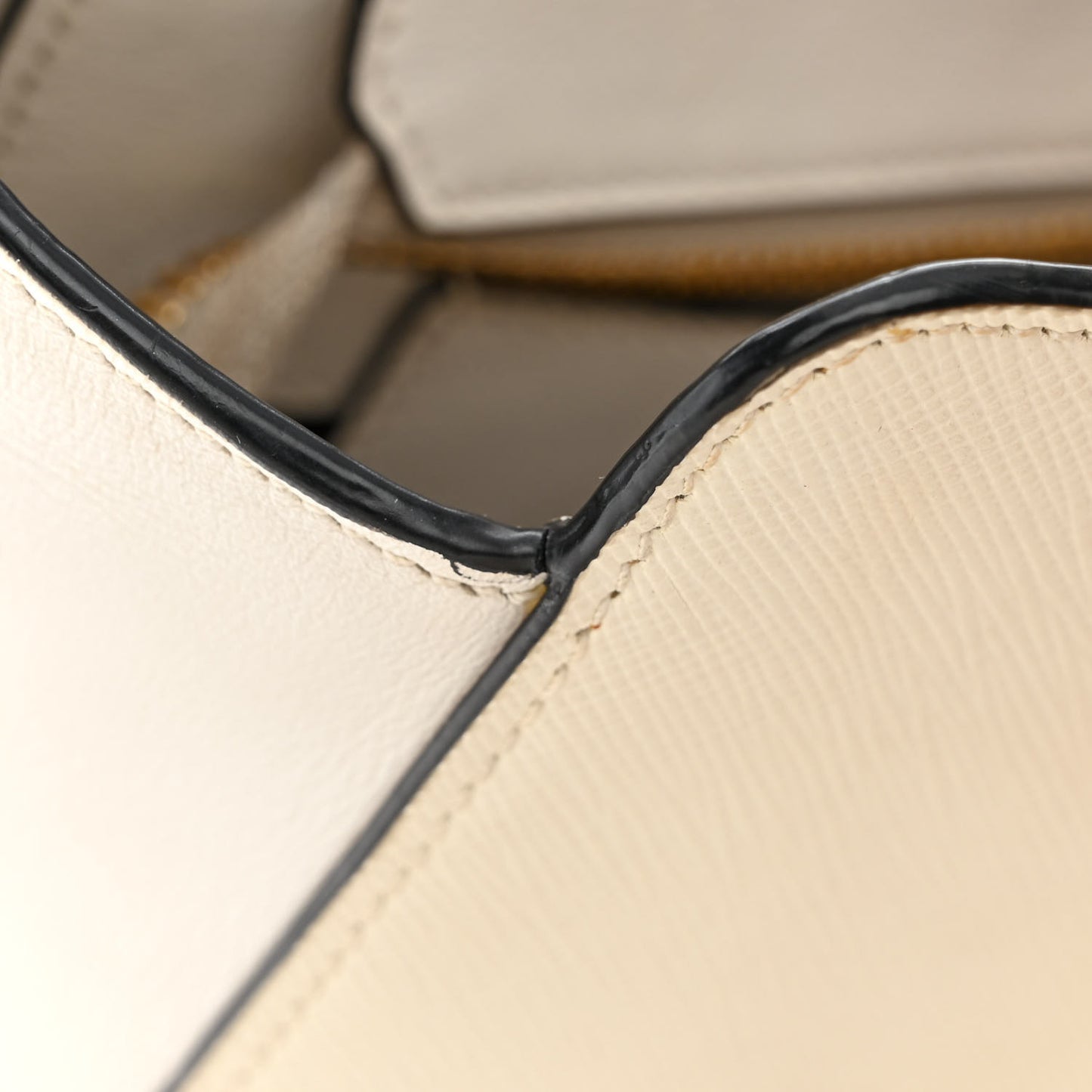 Saffiano Soft Calfskin Front Pocket Zippered Tote White