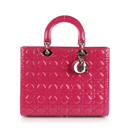 Christian Dior Patent Cannage Large Lady Dior Fuchsia 1 of 9