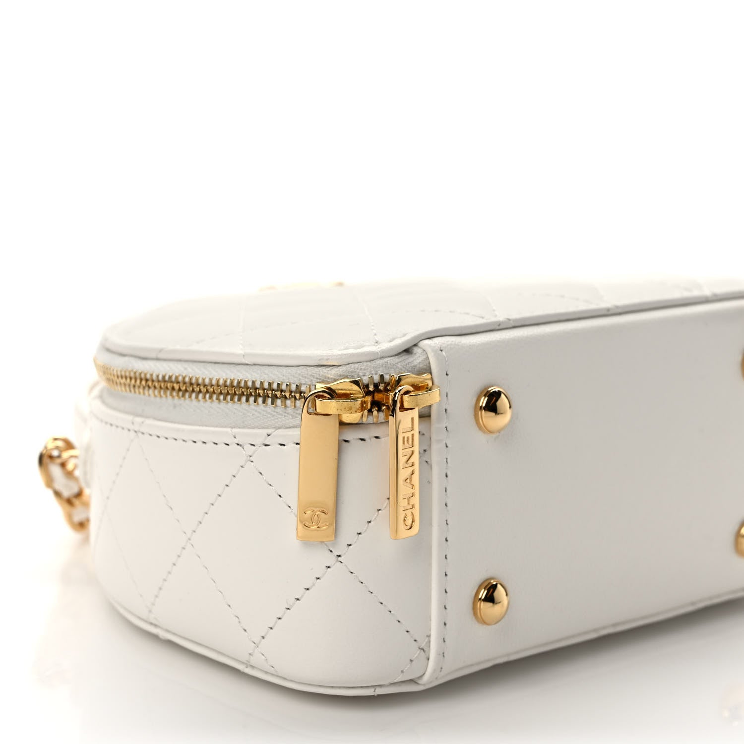 Chanel Lambskin Quilted Small Chic Riviera Top Handle Vanity Case White 8 of 9