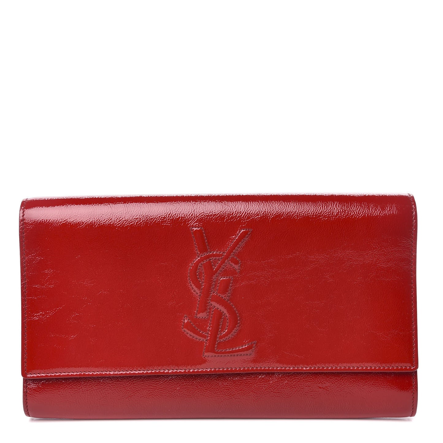 Textured Patent Monogram Large Belle De Jour Clutch Red