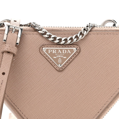 Prada Saffiano Mini Triangle Crossbody Pouch Cipria 9 of 12