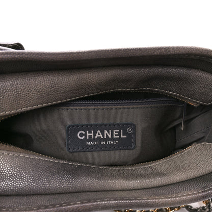 Chanel Metallic Caviar Chevron Quilted Small Gabrielle Hobo Light Silver Gold 6 of 10