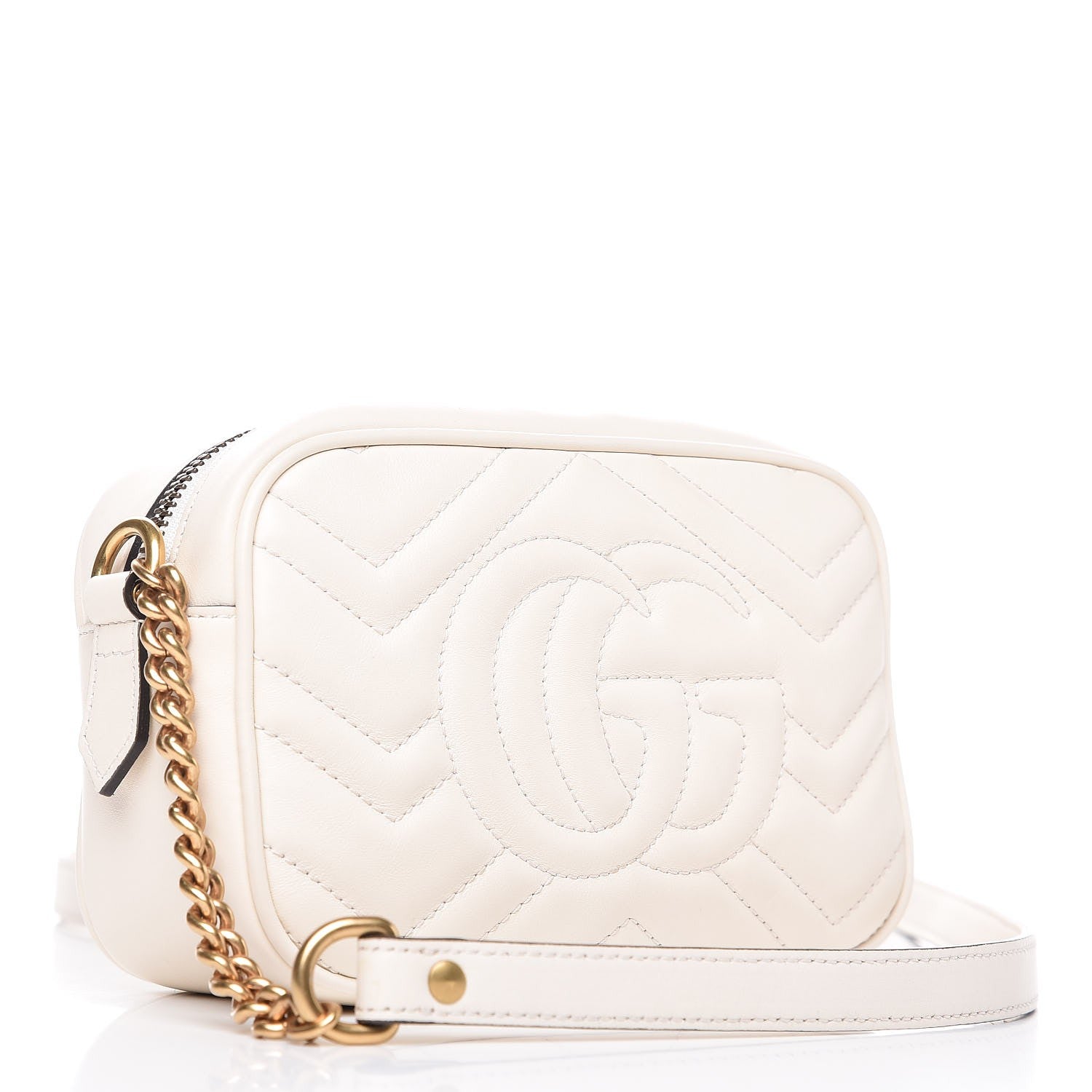 Gucci Calfskin Matelasse Mini GG Marmont Chain Shoulder Bag White 3 of 7
