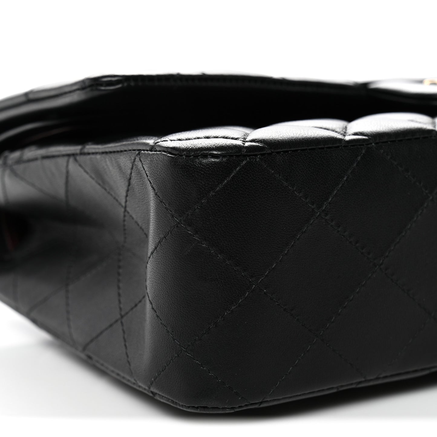 Lambskin Quilted Medium Double Flap Black