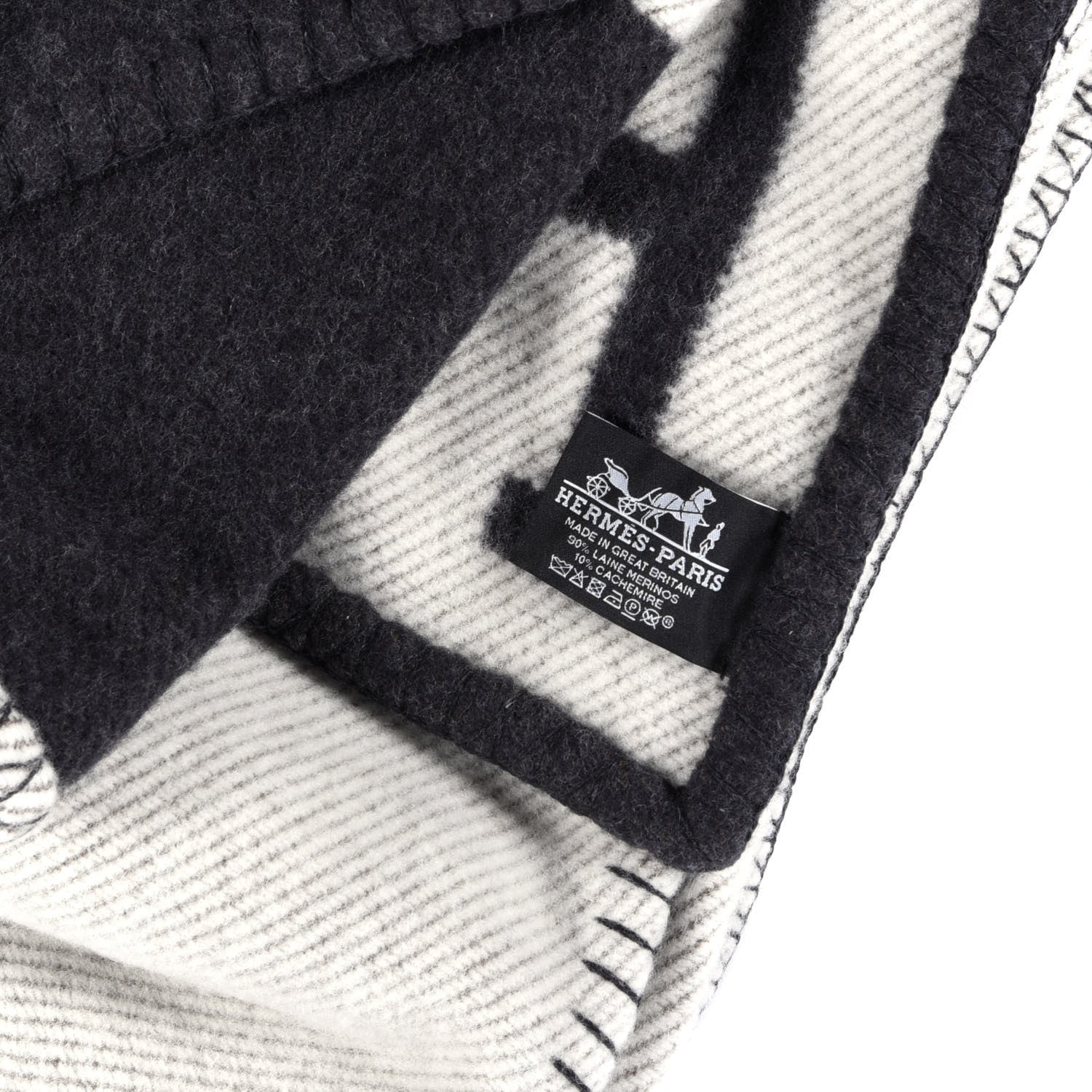 Hermes Wool Cashmere Avalon Blanket Ecru Gris Fonce 3 of 3