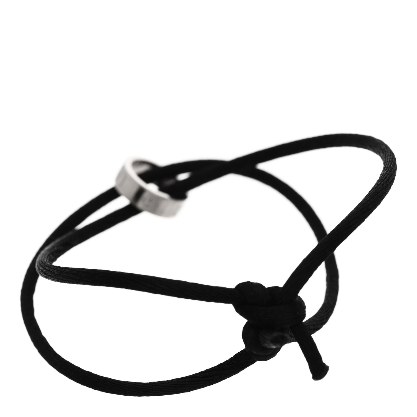18K White Gold Charity LOVE Adjustable Cord Bracelet Black