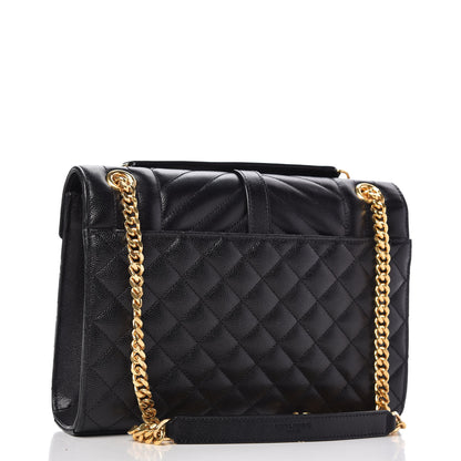 Saint Laurent Grain De Poudre Textured Mixed Matelasse Triquilt Medium Monogram Satchel Black 3 of 11