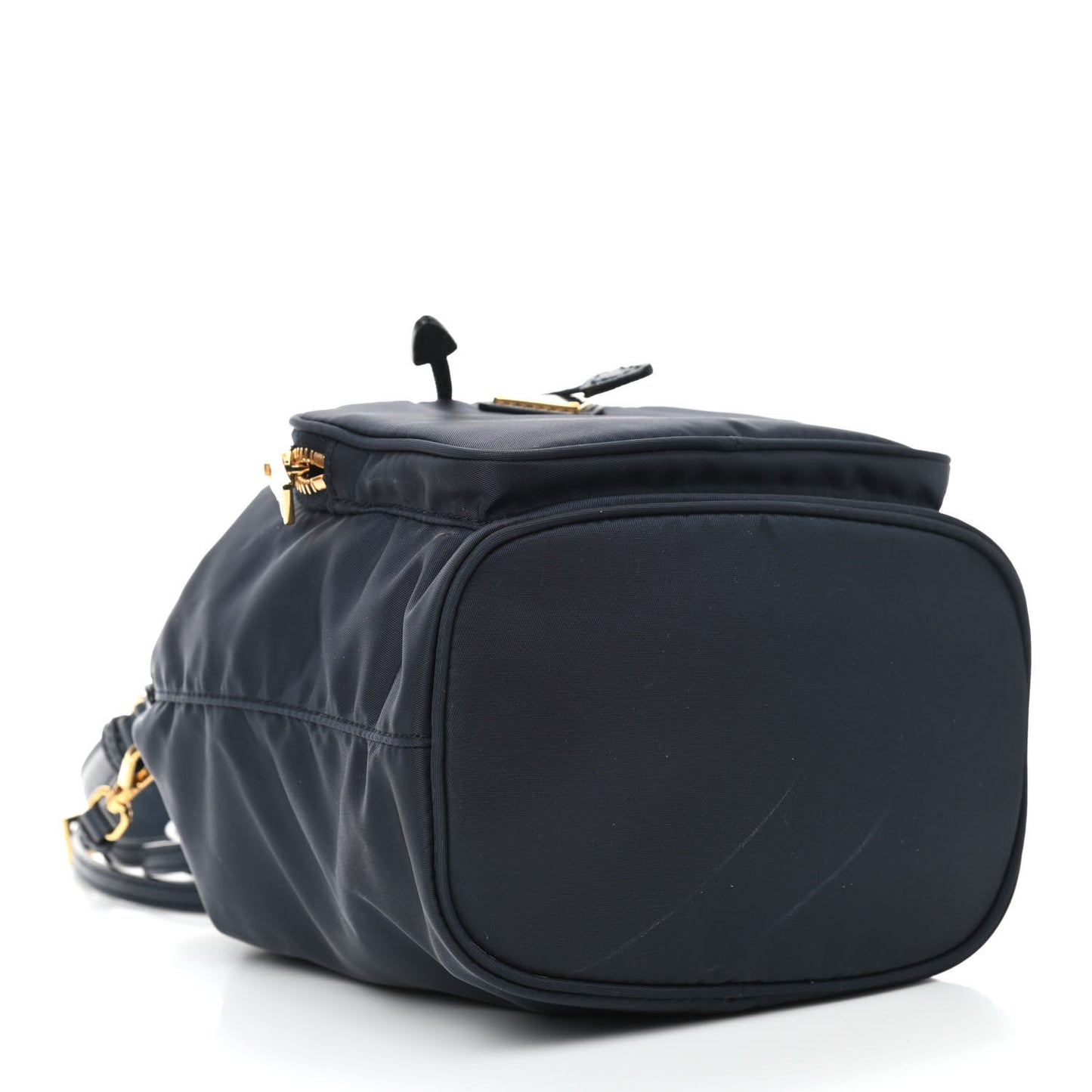 Saffiano Tessuto Nylon Mini Bucket Crossbody Bag Bleu