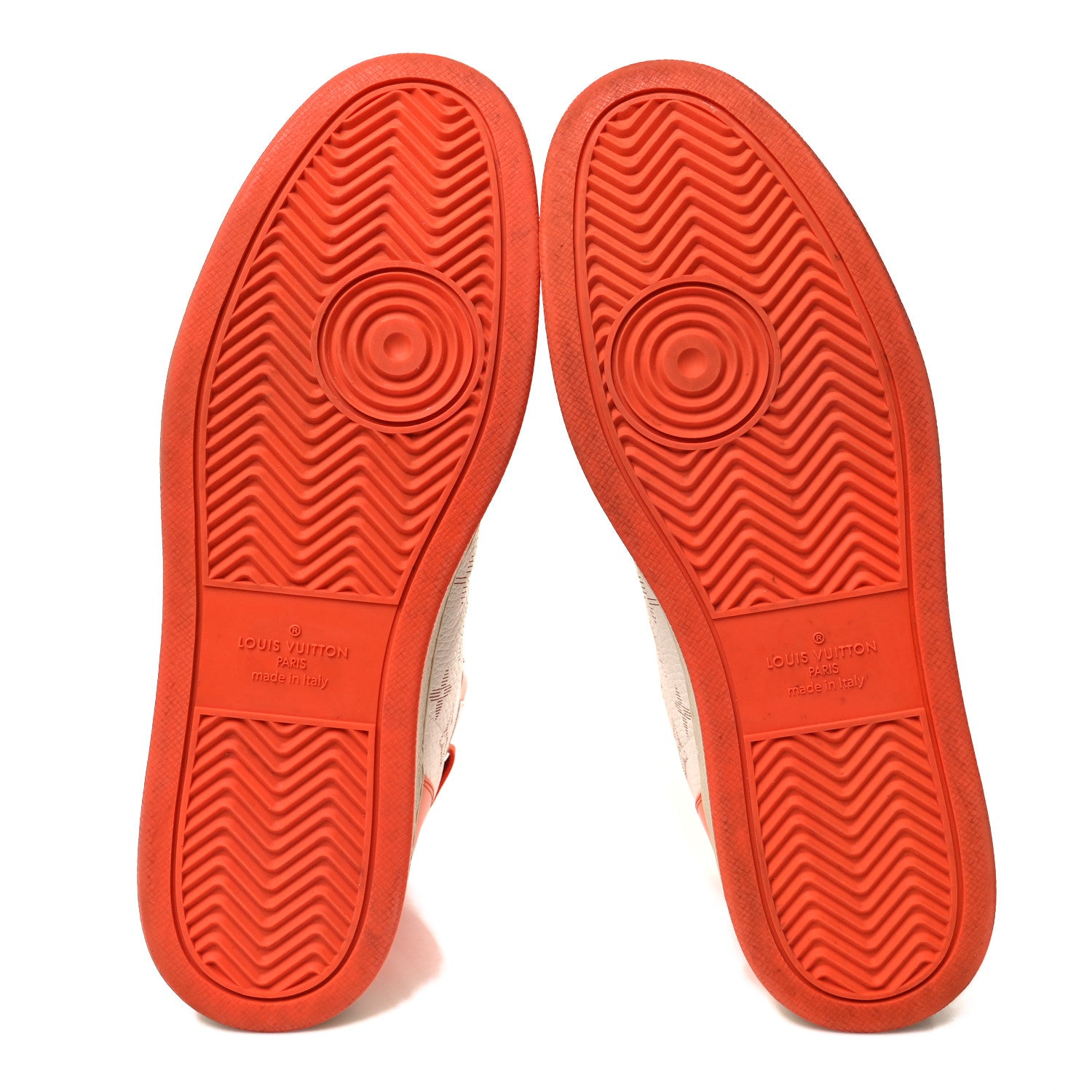 Louis Vuitton LOUIS VUITTON Calfskin Monogram Rivoli High Top Sneakers 9 Orange 5 of 12