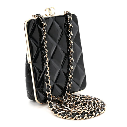 Chanel Lambskin Plexi Quilted CC Evening Clutch With Chain Black 3 of 10