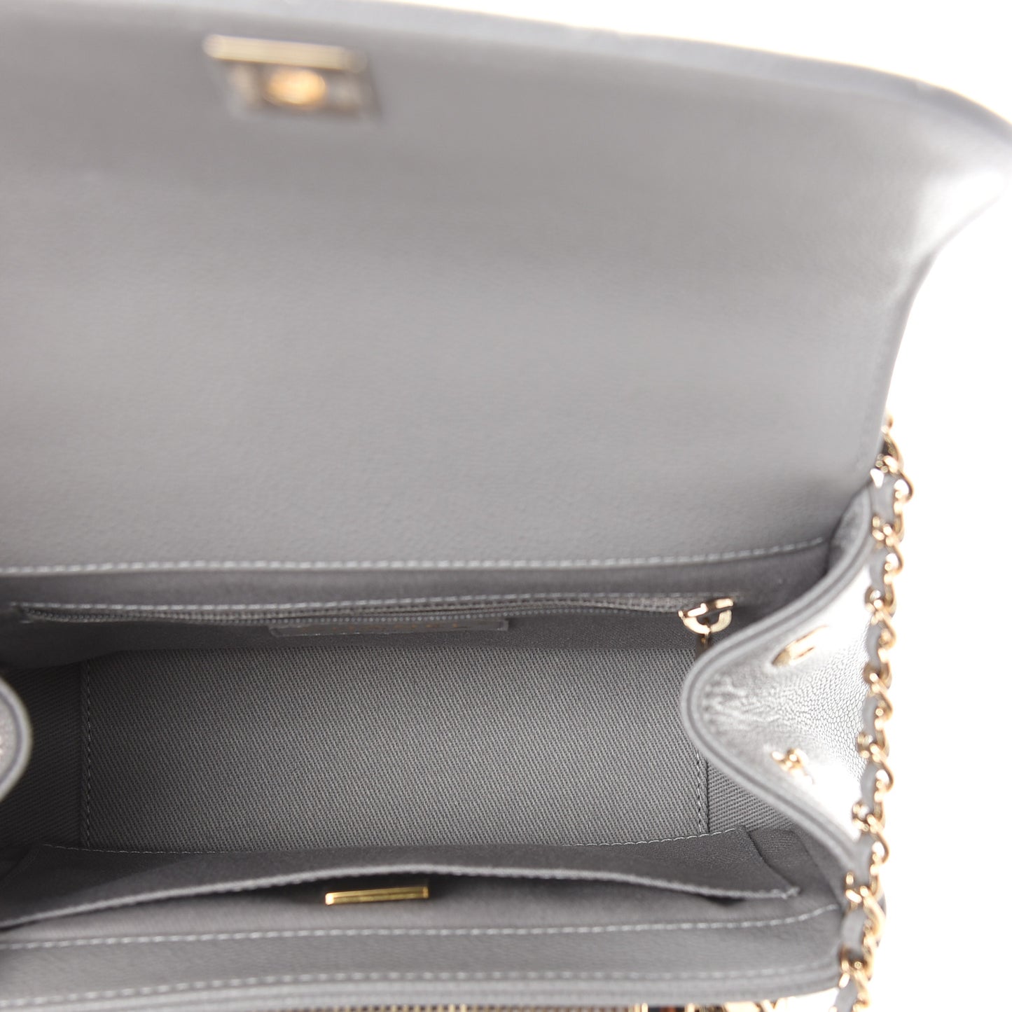 Caviar Quilted Small Business Affinity Flap Grey