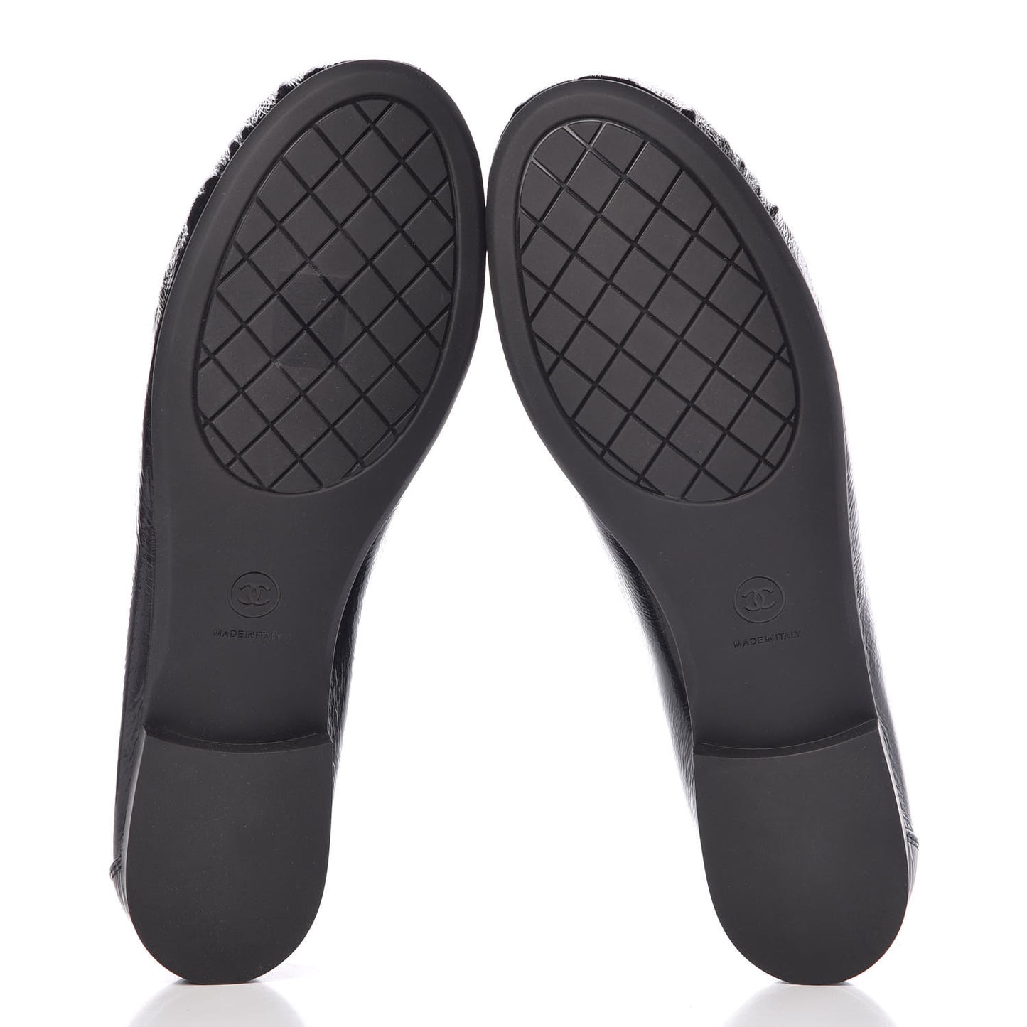 Crackled Patent Calfskin CC Mocassin Loafers 40 Black