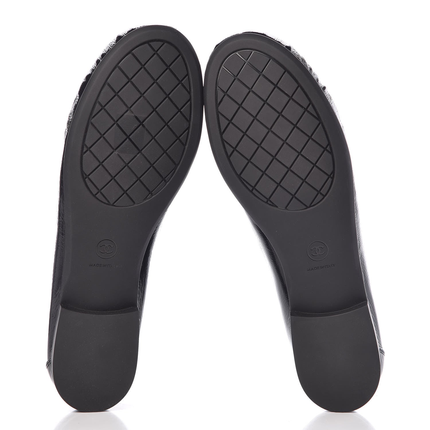 Chanel Crackled Patent Calfskin CC Mocassin Loafers 40 Black 8 of 9