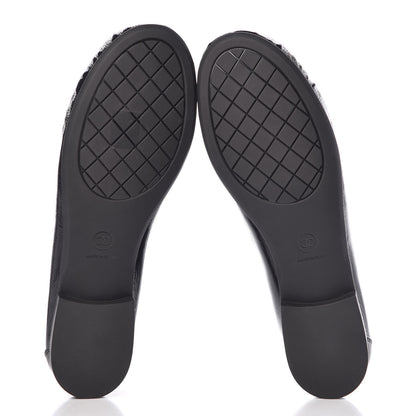 Chanel Crackled Patent Calfskin CC Mocassin Loafers 40 Black 8 of 9