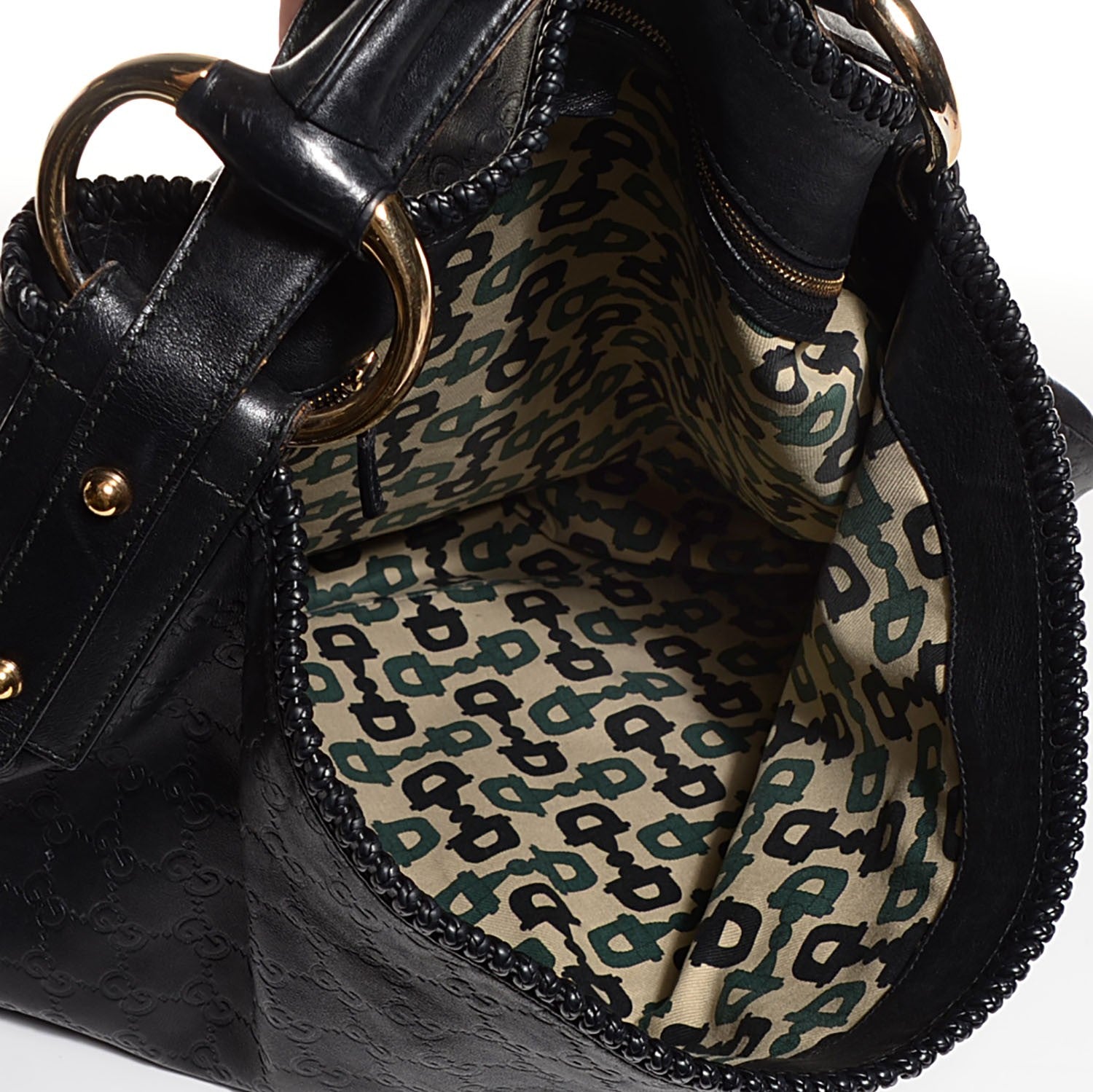Gucci Guccissima Large Horsebit Chain Hobo Black 5 of 7